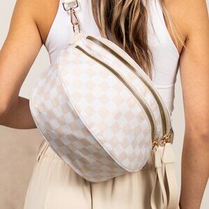 Frankie Oversize Double Zip Print Crescent Sling